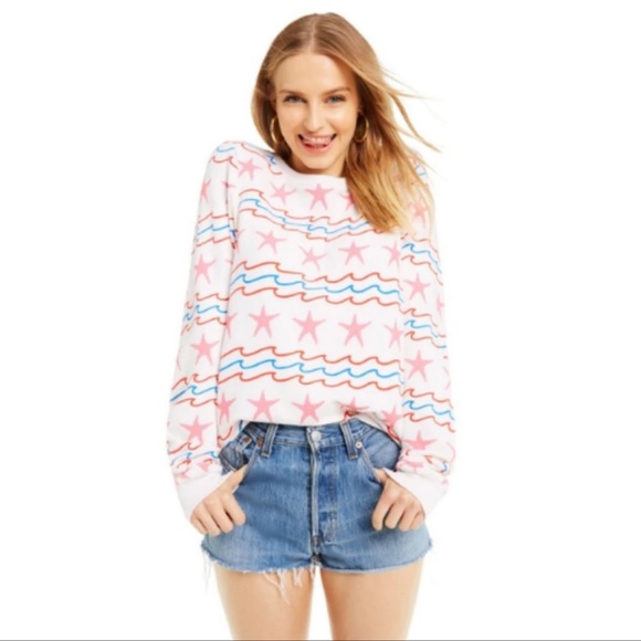 Wildfox Sea Stars & Stripes Baggy Beach Pullover Size XS - Picture 4 of 12